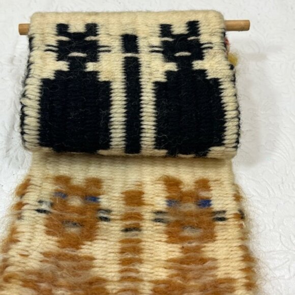 VTG Loom Woven Folk Wall Hanging Textile Tapestry by Edward Winter 4.5"x15" - Picture 10 of 16